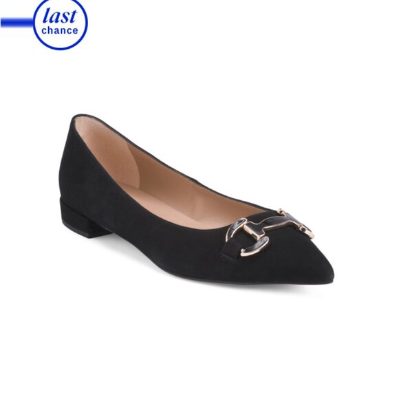 LK BENNETT Black Made In Spain Leather Natalya Pointed Toe Snaffle Flats - Picture 1 of 2